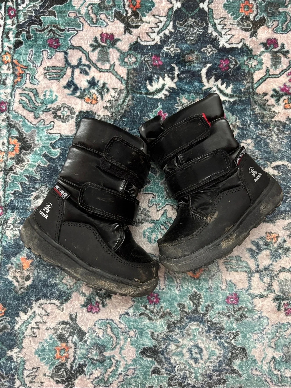Kamik Kids Black Hook-and-Loop Snow Boots